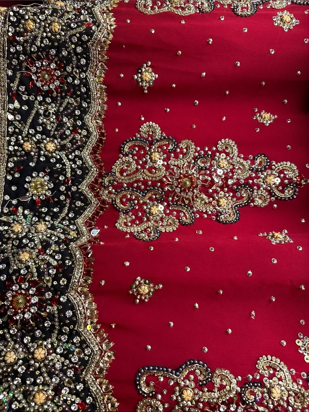 Embellished Lengha with Gold & Black Accents with included jewelry set